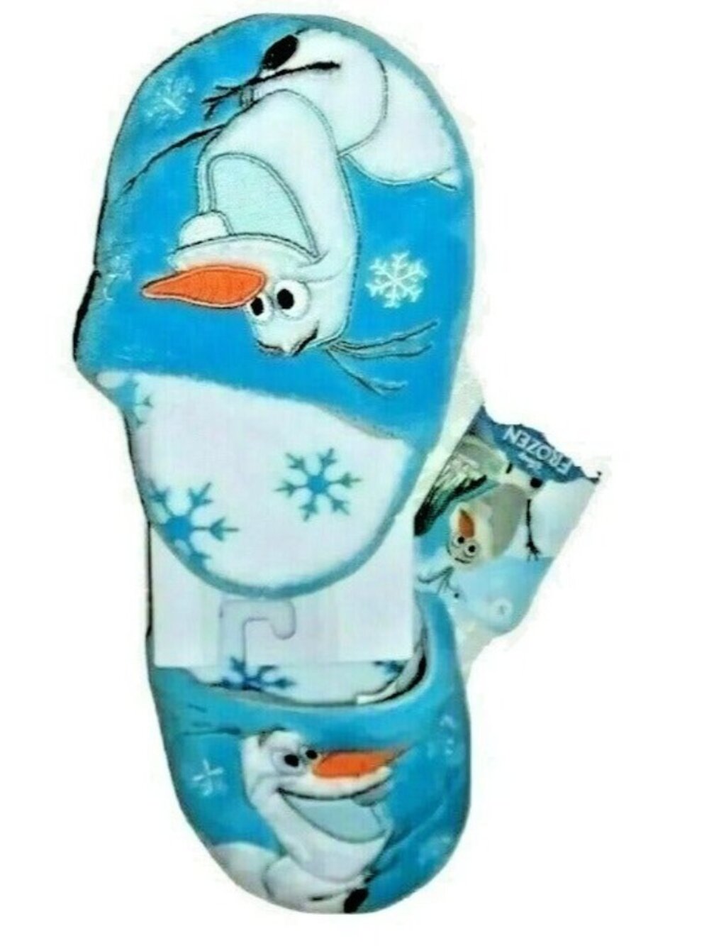 Girls Disney Frozen Olaf Plush Slippers Shoes Sz M (12-1) Blue White NWT BTS